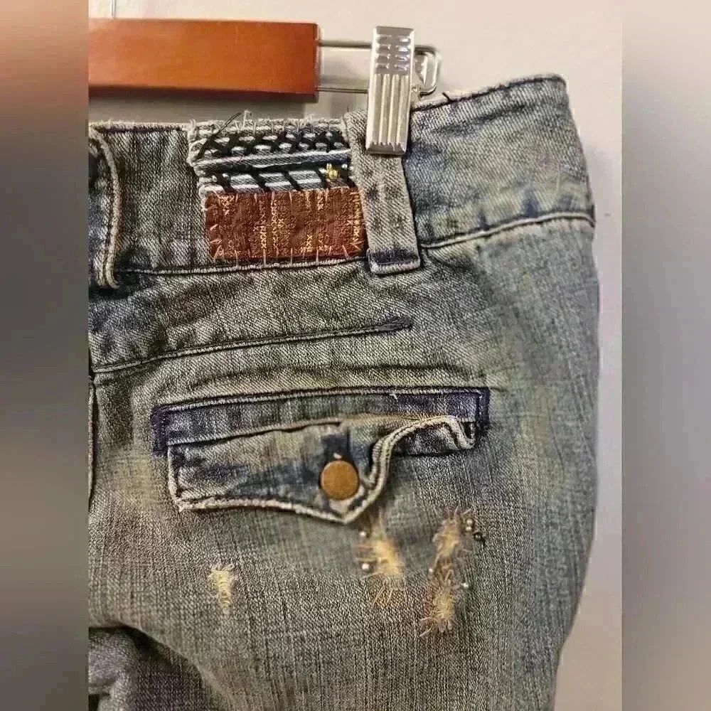 Rare Vintage Free People Patchwork Jeans Size 27 - Picture 10 of 13